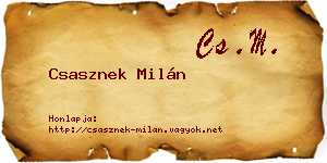 Csasznek Milán névjegykártya